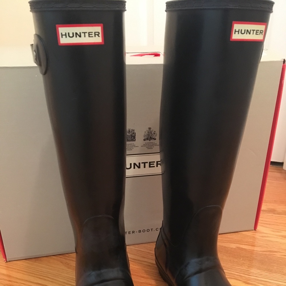 HUNTER BLACK SHINY RAIN BOOTS